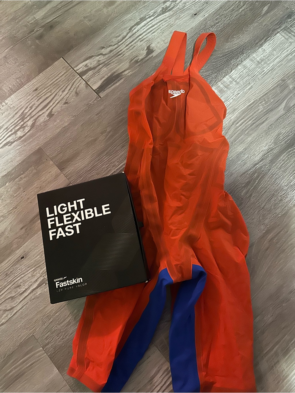 Speedo Orange Full-Body Racing Suit With Blue Panels